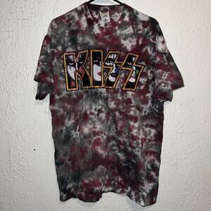 Vintage 1996 Kiss Army Tie Dye Rock Band Double Sided Single Stitch Shirt XL